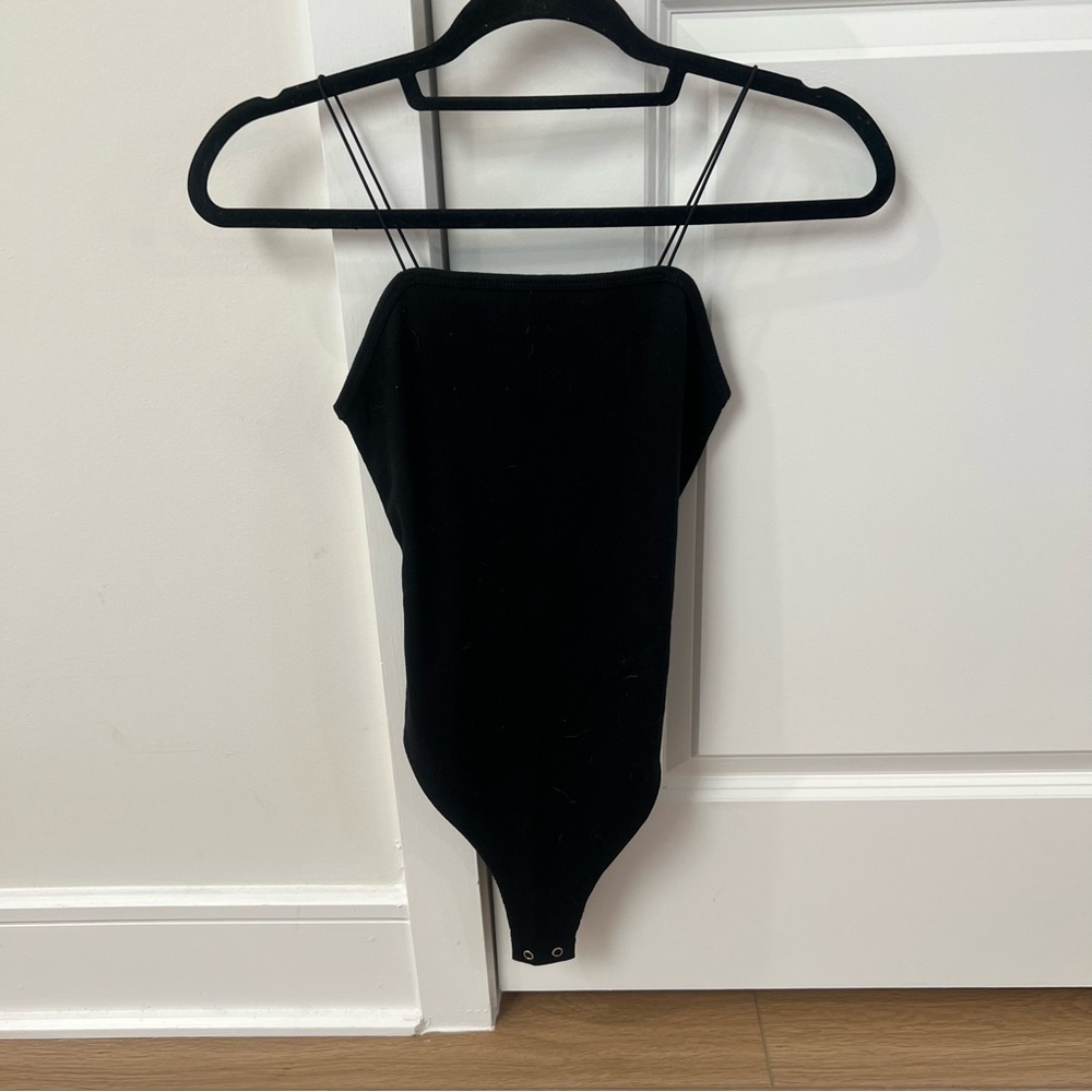 Stylish Black Bodysuit with Spaghetti Straps